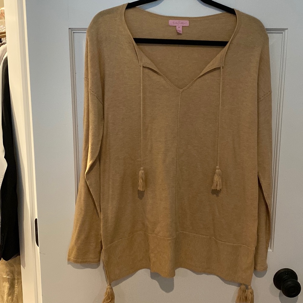 Lily Pulitzer Pull Over Tan Sweater with Tassels